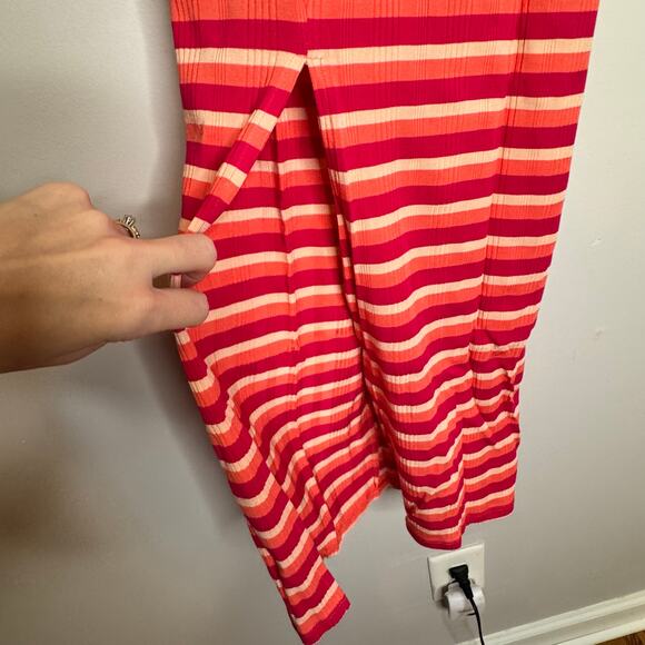 L*Space Ellery Striped Rib Dress Red Adjustable Strap Cutout Women Medium NWT - Picture 6 of 8